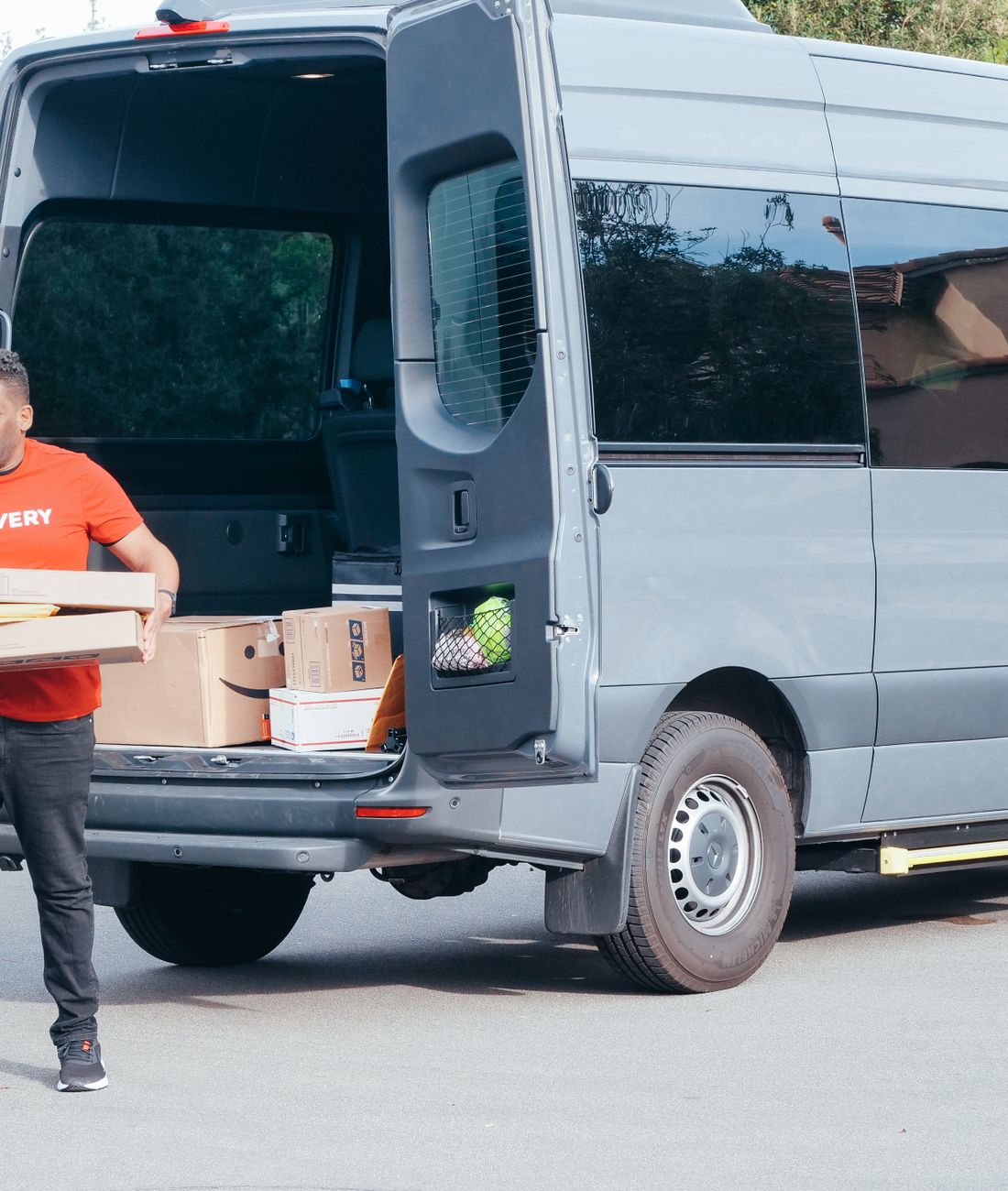 Relo crew unloading boxes at the new home